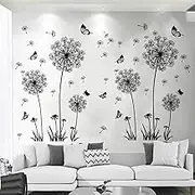 Arawat Dandelion Wall Decals 2 Set Flower Stickers Murals Butterflies Wall Decor for Bedroom Office Bathroom Living Room Floral Wall Decals Removable Wall Art Decoration Peel and Stick Room Wall Decor