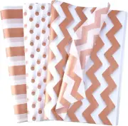 60 Pcs Rose Tissue Paper Bulk 3 Style Decorative Metallic Wrapping Paper for Bir