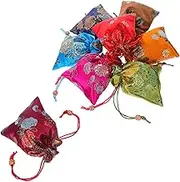 CHILDWEET 8pcs Embroidered Drawstring Bags Storage Pouches for Jewelry Makeup Wedding Favors Trinkets Convenient Closure for Easy Access
