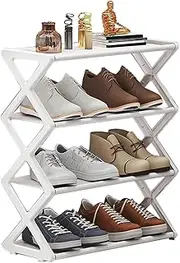 [Vmitejoe] X-Shaped Shoe Rack for Home Assembly Shoecase for Students Dormitory Dustproof Storage Shelf White
