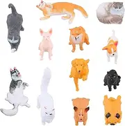 Pack of 12 Dog and Cat Figures Pet Figures Toy, Mini Cats and Dog Statues Puppies, Plastic Kitten Educational Toy, Cake Topper for Birthday, Christmas, Party, School Project