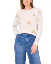 Vince Camuto Star Pattern Crewneck Sweater