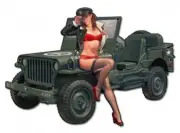 Willys Overland Jeep Pin Up Plasma Cut Metal Sign Art By Greg Hildebrandt