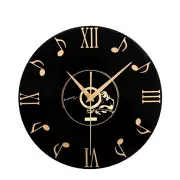 Musical Note Wall Clock Black CD Album 3D Wall Clock For Home Office Decorations