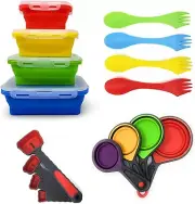 Collapsible Silicone Food Storage Container Measuring Cup Spoon Silicon BPA Free