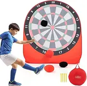 Costway Large Dart Board for Kids, Foldable & Portable Dartboard w/ 4 Kick Balls, Carrying Bag, Giant Outdoor Kick & Throw Dart Games, Soccer Target Dartboard for Family Yard Lawn