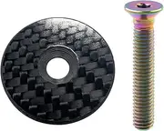 Yaruijia Bike stem Cap 28.6mm Carbon Fiber Headset Top Cap with M6x35mm Titanium Bolt for 1-1/8“Bicycle Fork Stem Cap（Glossy）