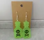 POISON BOTTLE Dangle Earrings Neon Green Skull Crossbones Stainless Steel Potion