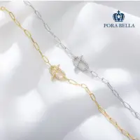 在飛比找momo購物網優惠-【Porabella】925純銀鋯石滿鑽小豬鼻子手鍊手環 甜