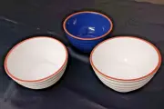 Vintage 1990's - Set Of 3 Beehive Style, Nesting Glazed Pottery Decorative Bowls