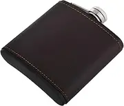 OSOLADY Outdoor Flask 6oz Mini Metal Flask Leakproof Insulated Leather Cover Stylish for Men and Women