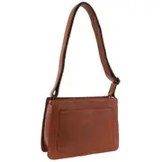 Milleni Women's Classy Leather Shoulder Crossbody Bag 28x20cm Cognac