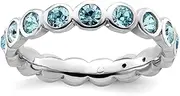 [JewelryWeb] 3.5mm 925 Sterling Silver Bezel Polished Stackable March Crystal Ring Size 5-Stackable-Ring for Women