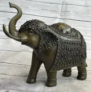 Elephant with Trunk Up Animal Sculpture Rembrandt Bugatti Statue Signed Art