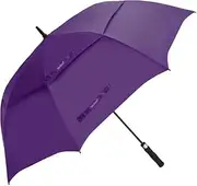 USA Large Oversize Golf Umbrella Double Canopy Vented Windproof Stick Umbrella with Teflon Coating, Automatic Golf Umbrellas,Purple, Purple, Modern