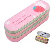 Pen Pencil Case Pouch, Large Capacity Makeup Cosmetic bag Storage Organizer, Double-layer Cute kawaii Back To School Supplie for Teen Girls