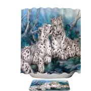 Wild Animal Art Whisper White Snow Leopards Shower Curtain