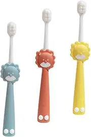 KOMBIUDA Portable Boys and Girls Toothbrush 3pcs Set Unique Shapes Soft Bristles for Toddlers Children's Daily Oral Care
