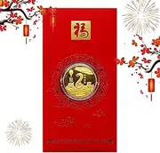 Year of The Snake Coin Red Envelope | Chinese New Year Snake Lucky Coin Red Envelope 2025,Commemoration Chinese Souvenir Lunar Year Red Packet Coin Collectible for Collectors