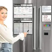 JJPRO Magnetic Dry Erase Chore Chart and Weekly Calendar Set for Fridge-Chore Chart for Multiple Kids,Weekly Planner Board,Bonus to-do Whiteboard