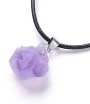 [Mysale24] Amethyst Crystal Pendant Amethyst with Pin Eyelet and Leather Strap Chakra Healing Stone from Brazil, Crystal
