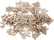 CIMAXIC DIY Kit for Christmas 54pcs Unpainted Wooden Cutouts Christmas Theme Art Craft