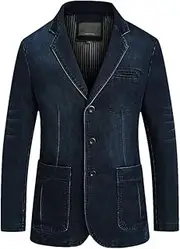 [Bciopll] Men Denim Jacket Suits Coats Single Breasted Turn Down Collar Coat Buttons Blazer Jackets