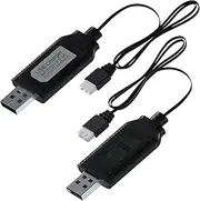 MMOBIEL 2 Pcs USB Charger Cable LED Indicator Compatible with 800mA 2S 7.4V LiPo Batteries for RC Drones/Quadcopter/Vehicles with XH-3P Connector
