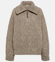 [Brunello Cucinelli] Brunello Cucinelli Sparkling Chiné wool-blend sweater AU 18 brown