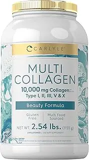 Carlyle Multi Collagen Powder 40 oz | 10000 mg | Type I, II, III, V & X | Collagen Peptides Supplement with Protein | Non-GMO, Gluten Free