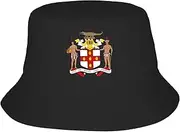 [Generic] Jamaica Bucket Hat Coat of arms of Jamaica Emblem Fishing Hat for Jamaican Outdoor Decoration Sun Cap Black, Black, One Size