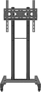 [JXMTSPW] Mobile TV Cart for 32-55 Inch Flat Curved TV Monitor, 360° Rolling TV Stand Max VESA 400x400mm Up to 25kg, 32 43 50 55 Tilt Swivel Height Adjust Portable on Wheels, Universal TV Floor Stand