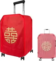 [Kingshion] Luggage Cover Suitcase Cover, Travel Luggage Cover, Suitcase Protector Scratch-Resistant Fit 19-21 Inch Suitcase, Not Included Suitcase (Red), Red, Happiness