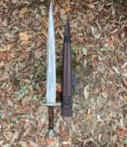Handmade Carbon Steel 25" Fixed Blade Viking Sword Full Tang With Leather Sheath