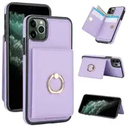 IPhone 11 Pro Max Case With Card Holder,Military Grade Drop Protection,Durable Shockproof Cover-Light Purple