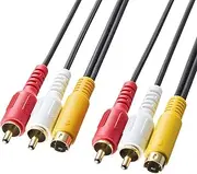 Sanwa Supply KM-V10-18K2 AV Cable, 5.9 ft (1.8 m), Black
