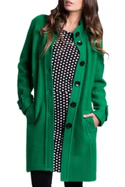 Button Through Funnel Neck Coat--SEE-SW2112