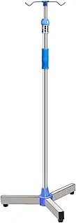 Portable IV Pole Stainless Steel IV Stand Adjustable Height IV Bag Stand 2 Hook Vertical Infusion Stand for Hospital or Home Care