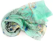 [Thyonta] Printed Chiffon Scarf Summer Rustic Style Thin Women's Silk Scarf Sun Shawl Suitable for Daily Life, Party Wearing