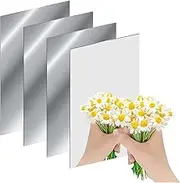 Mirror Sheets Stickers, 4 Pcs Flexible Mirror Sheets, 6 x 9 Inch Self-Adhesive Non-Glass Mirror Stickers, Fun House Mirror Tiles for Home Wall Decoration, Silver, Medium