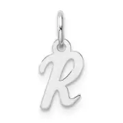 14k White Gold Small Script Letter R Initial Charm Bracelet Necklace