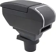 YJYWZH Armrest Box for Toyota Yaris Vitz 2006-2011 Center Storage Box With Cup Holder - Double-Layer Interior Centre Console Accessories (Black With Black Thread)