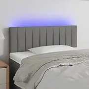 Bed Headboard LED, Beds Head Frame LED Headboard Dark Grey 100x5x78/88 cm Fabric