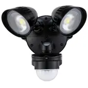 HOUSEWATCH 55-241 20W Twin LED 2x Spotlights with Motion Sensor. IP54. Passive IR. 22m Detection Range. Detection Angle 240 Degree. 4000 Lumens. Timing & Lux Adjustments. Black Colour. [55-241]