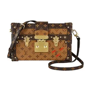 【Louis Vuitton 路易威登】LV M44154 PETITE MALLE花紋LOGO Monogram帆布小行李箱設計扣式斜背包(棕)