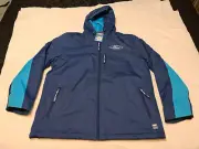 Ford Logo Ladies Blue Embroidered Zip Up Winter Quilted Jacket Size 16 New