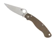 Spyderco Military 2 Folding Knife, 4" CruWear Blade, Brown Micarta Handles