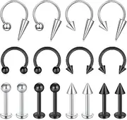 [Zolure] 16g Lip Rings Horseshoe Labret Jewelry Monroe Lip Barbell Ring Spike Snake Bite Piercing Jewelry Tragus Helix Earrings Studs Medusa Piercing for Women Men