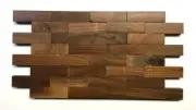 American Walnut Genuine Wood Matchstick 6x12 Wall Tile, Interlocking Bricks