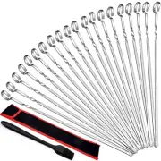 22 Packs Kabob Skewers for Grilling, 15.7” Flat Metal Kabob Sticks with Stora...